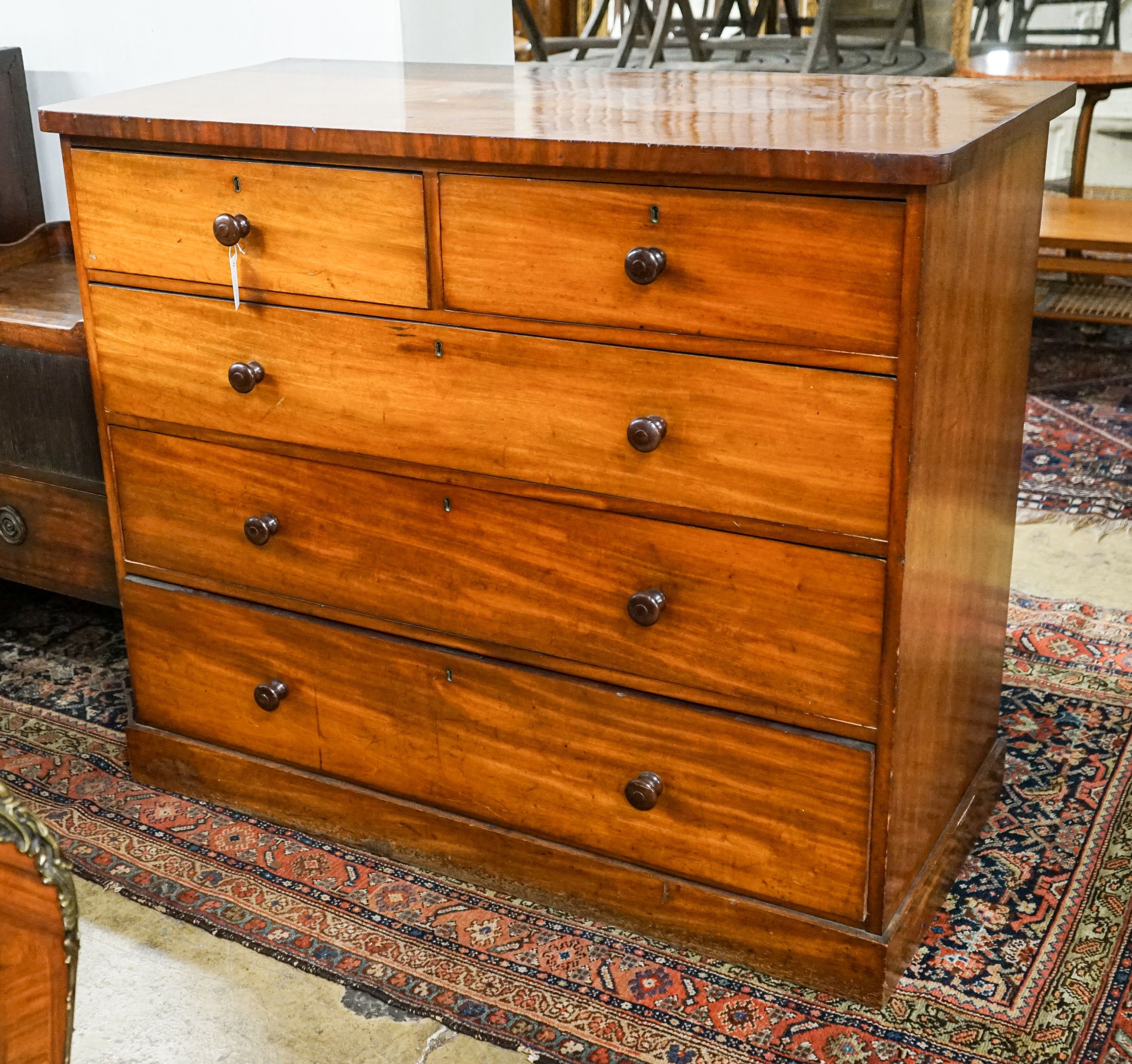 A Victorian mahogany chest of drawers, width 127cm, depth 60cm, height 107cm